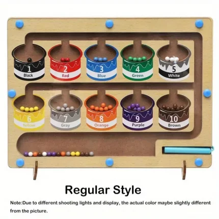 متاهة خشبية مغناطيسية للألوان والأرقام