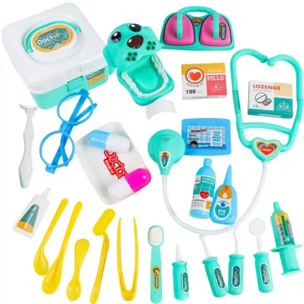 27 قطعة مجموعة لعب دور الطبيب، مع صندوق تخزين