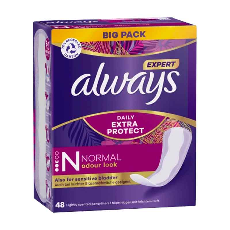 فوط يومية حماية إضافية عادية، عبوة كبيرة، 48 قطعة Vaginal (Always)