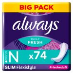 فوط يومية Daily Fresh Slim Flexistyle برائحة منعشة، 74 قطعة Vaginal (Always)
