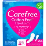 فوطة يومية بملمس قطني مرنة، غير معطرة، 56 قطعة Vaginal (Carefree)