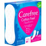 فوطة يومية بملمس قطني مرنة، غير معطرة، 56 قطعة Vaginal (Carefree)