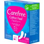فوطة يومية بملمس قطني مرنة، غير معطرة، 56 قطعة Vaginal (Carefree)
