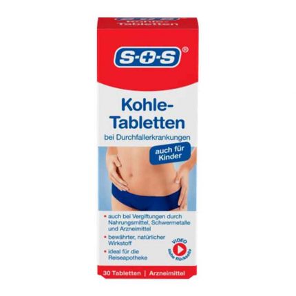 أقراص الفحم SOS ضذ الإسهال، 30 حبة Kohletabletten bei Durchfallerkrankungen